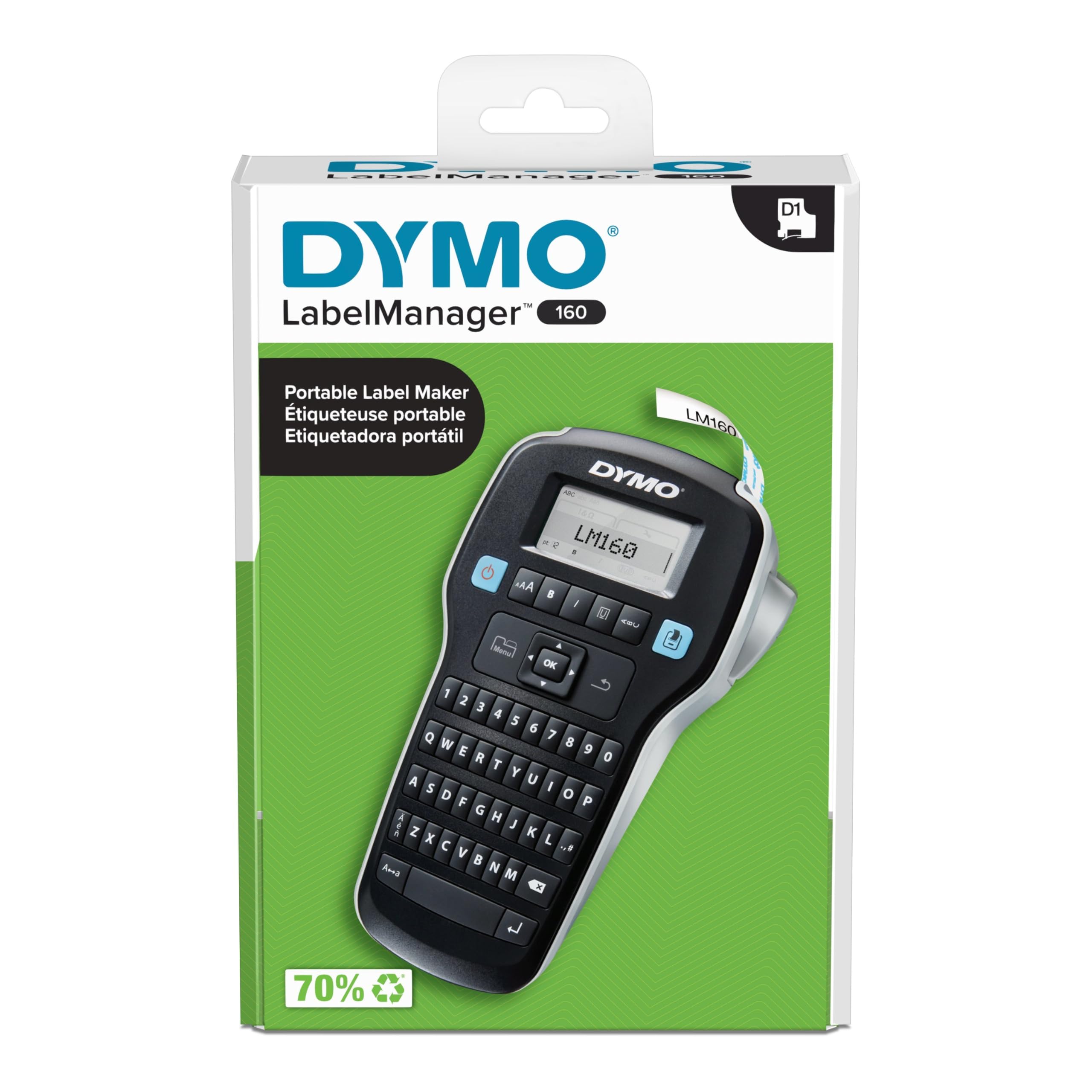DYMO LabelManager 160 Portable Label Maker, Easy-to-Use, One-Touch Smart Keys, QWERTY Keyboard, Large Display Label Printer for Home & Office Organization image 6