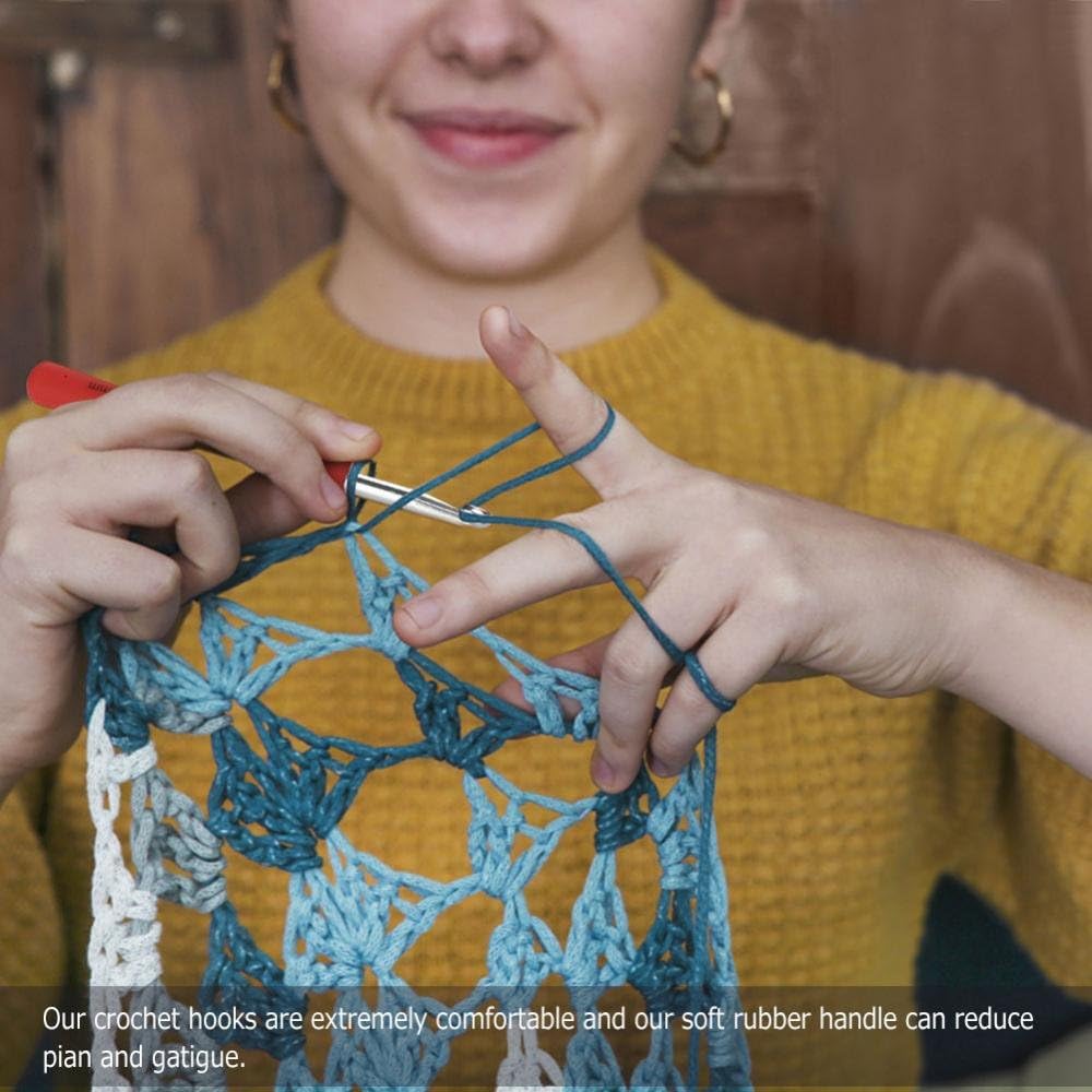 Crochet Hooks Set 72 Pcs Multicolor Knitting Needles Set with Ergonomic Handles for Extrem Comfort. Hook Set for Arthritic Hands.Knitting Accessories to use with All Patterns and