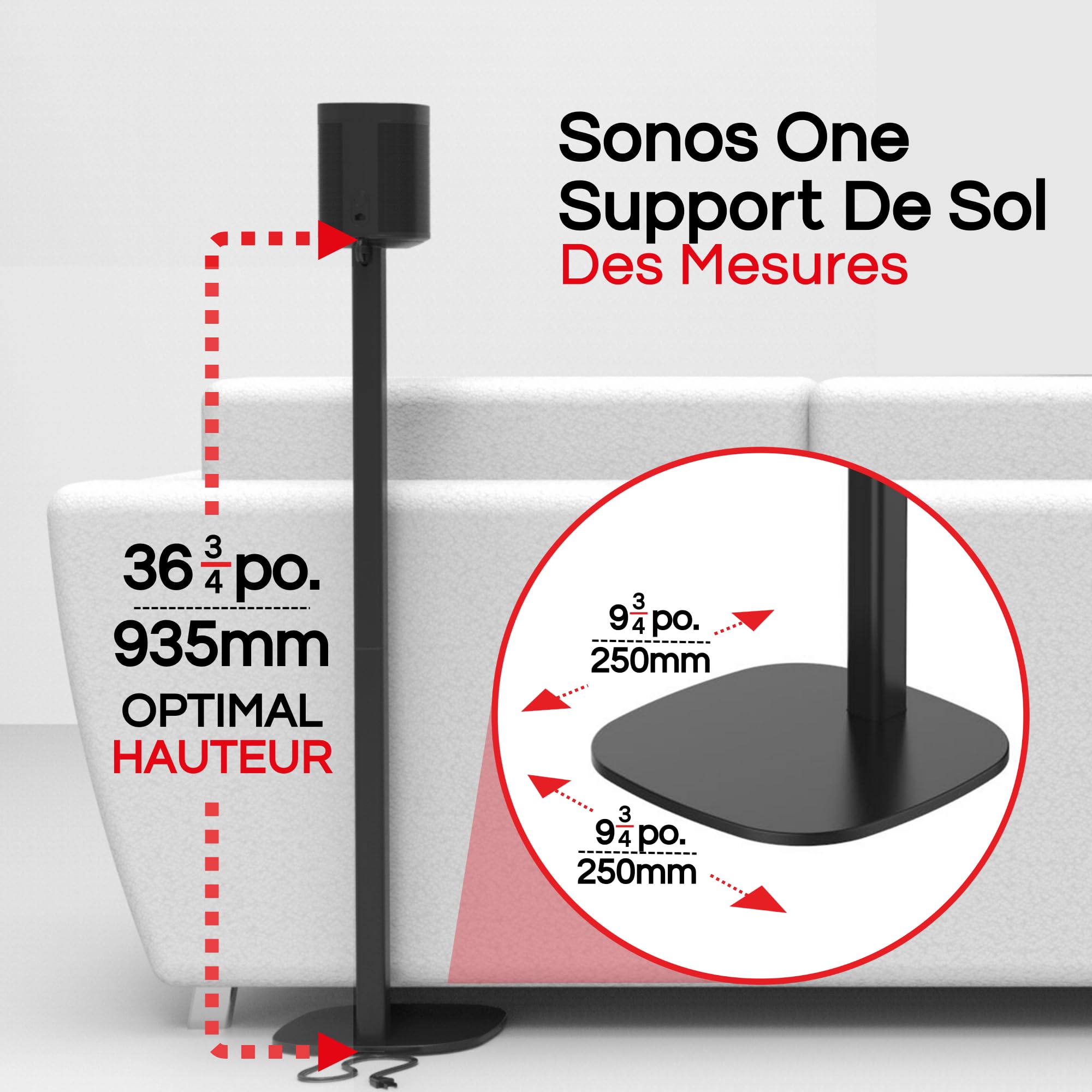 Sound Bass Pied de Sol One / ERA100, (2 Pièces), Noir, Double, Paire | Compatible avec Sonos One, Gen 2, Play:1, SL | Design Évolutif Également Compatible avec ERA 100, Conçu par Sound Bass UK
