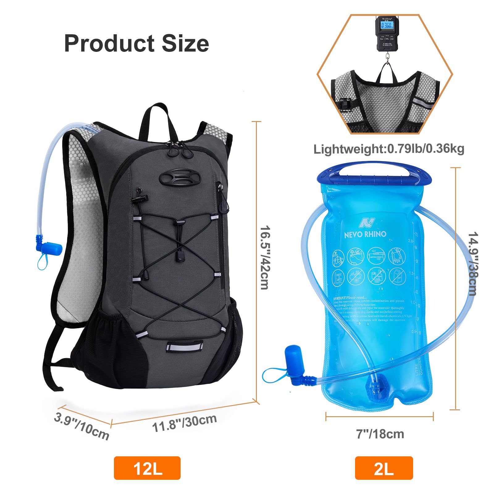 10L Zaino Idratazione Ultraleggero con Vescica da 2L, Gilet da Corsa da Donna, Zaino da Bici da Uomo Impermeabile per Maratona, Campeggio, Escursionismo