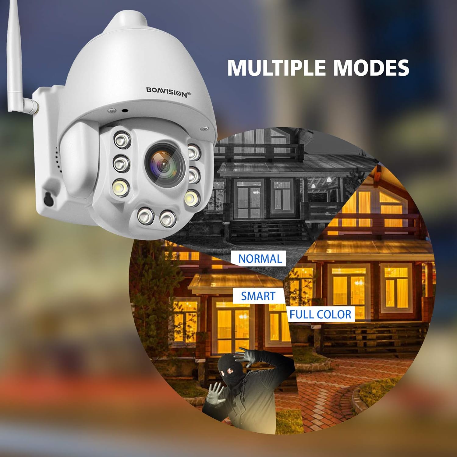 Multiple Night Vision Modes: Normal, Smart, Full Color