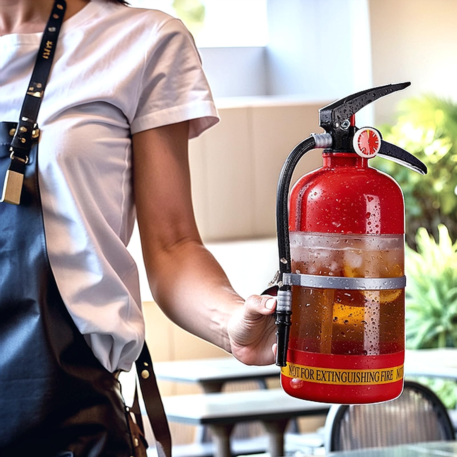 Dispensador de licor divertido con forma de extintor, dispensador de licor de 2L/70 onzas, dispensadores de bebidas para vino, licores, cerveza y bebidas 7