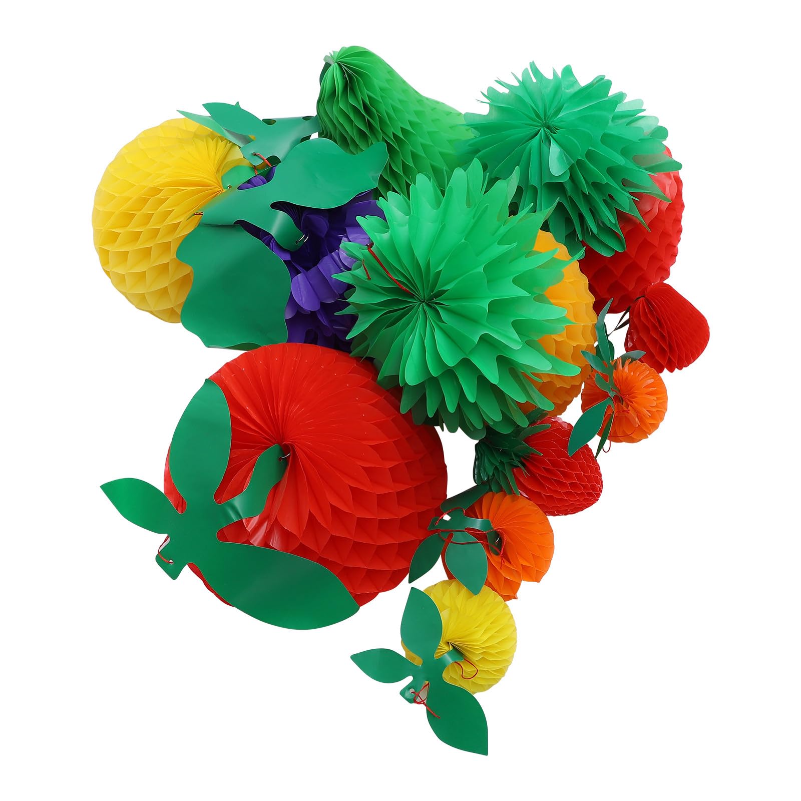 Gadpiparty Obst Hängeornament 15 Stück Kunststoff Wabenförmig für Faschingsdeko Saal und Partyszene mit Zufälligem Design in und Klein Zufälliger Stil