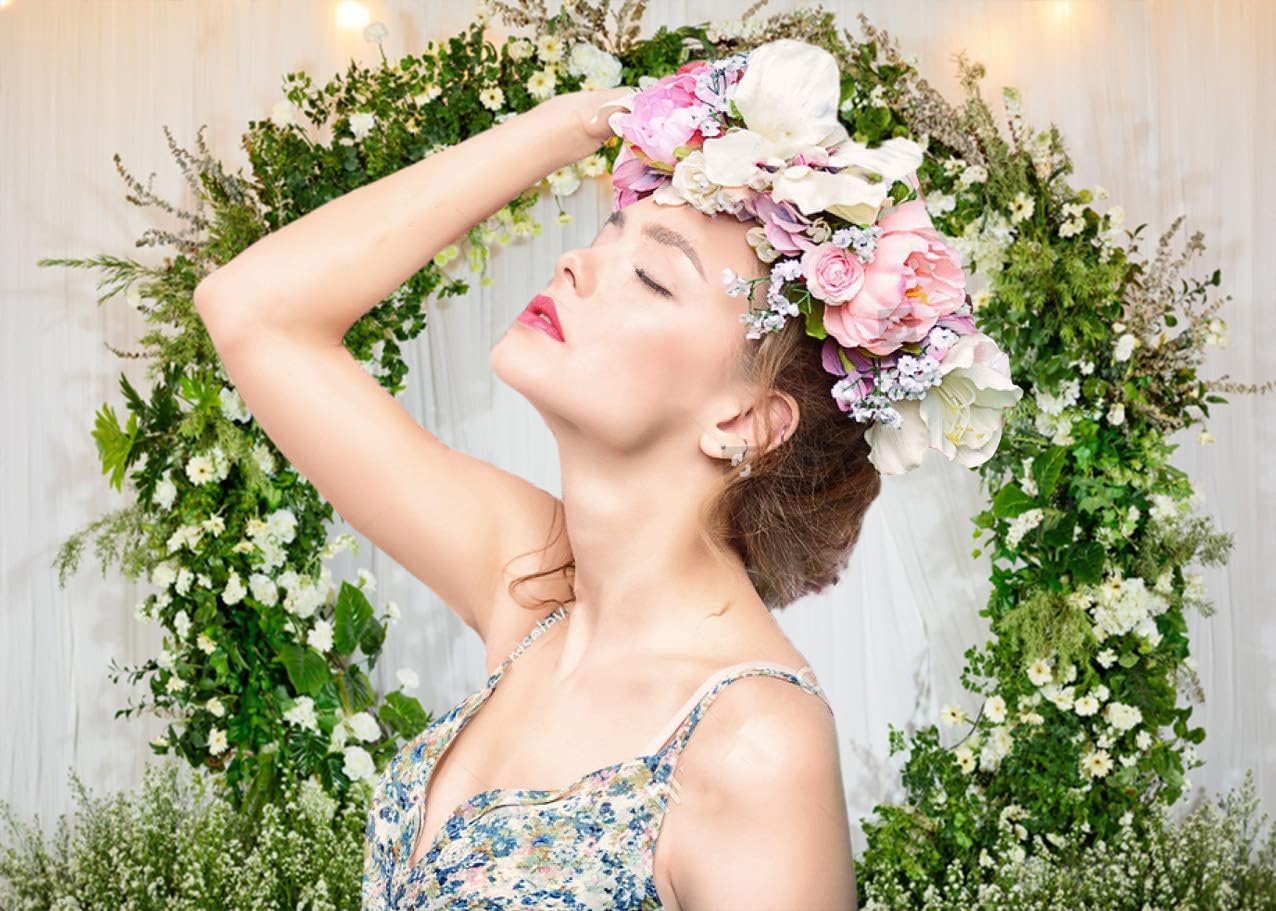 Sfondo Fotografico 3x2,4 M Per Matrimonio E Feste – Tenda Bianca Con Ghirlanda 3D, In Vinile Leggero, Adatto A Bridal Shower E Photo Booth