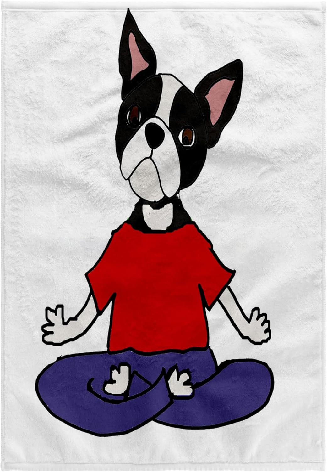 3dRose Cute Funny Boston Terrier Dog in Lotus Position Yoga 22x30 Bath Hand Pool Towel