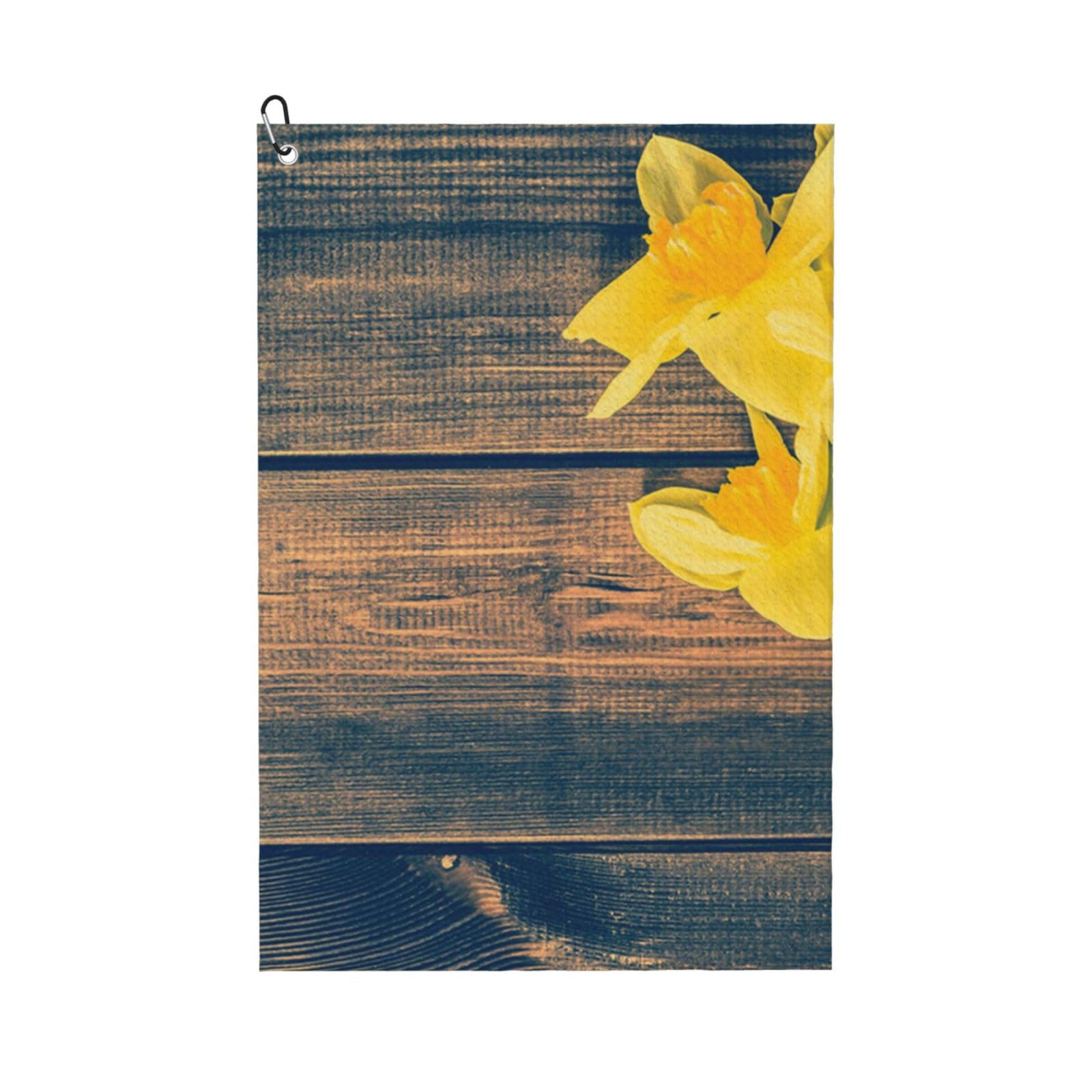 Hnnkloy Bouquet Of Daffodils Print, 16x24 in Portable Waffle Golf Towels with Carabiner Clip for Golf Bag