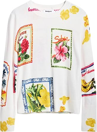 Desigual Womens Tropical Stamps Sweater
