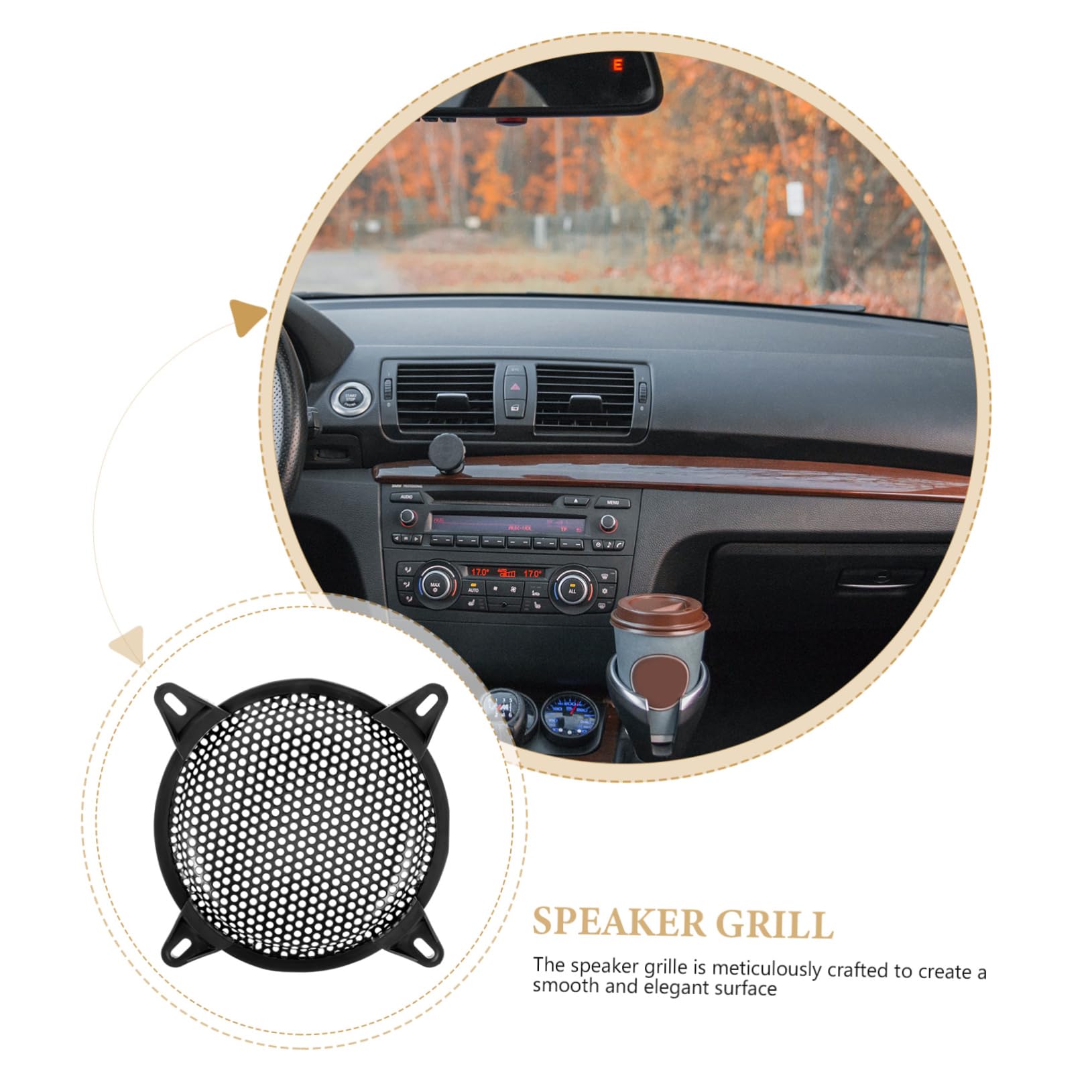 Mikinona 2pcs Car Speaker Grill Cover Durable Cold-rolled Subwoofer Waffle Protector for Speakers Easy Installation Sleek Design