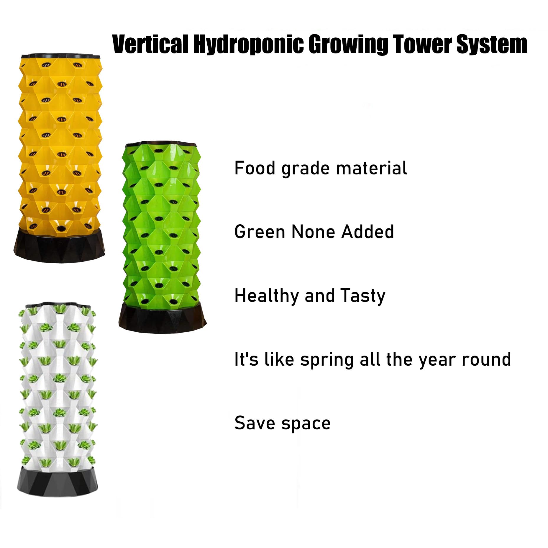 Hydroponic Tower Garden - Roztwór do uprawy warzyw, ziół i truskawek, 48 otworów