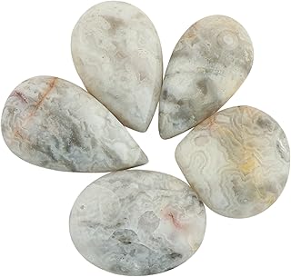 CRYSTALIS Wholesale 5pcs Natural Botswana Agate Loose Gemstone Bulk Cabochons Jewelry Making Supply, Chakra & Healing Polished Stones, Wire Wrapping, DIY, Gem Collection