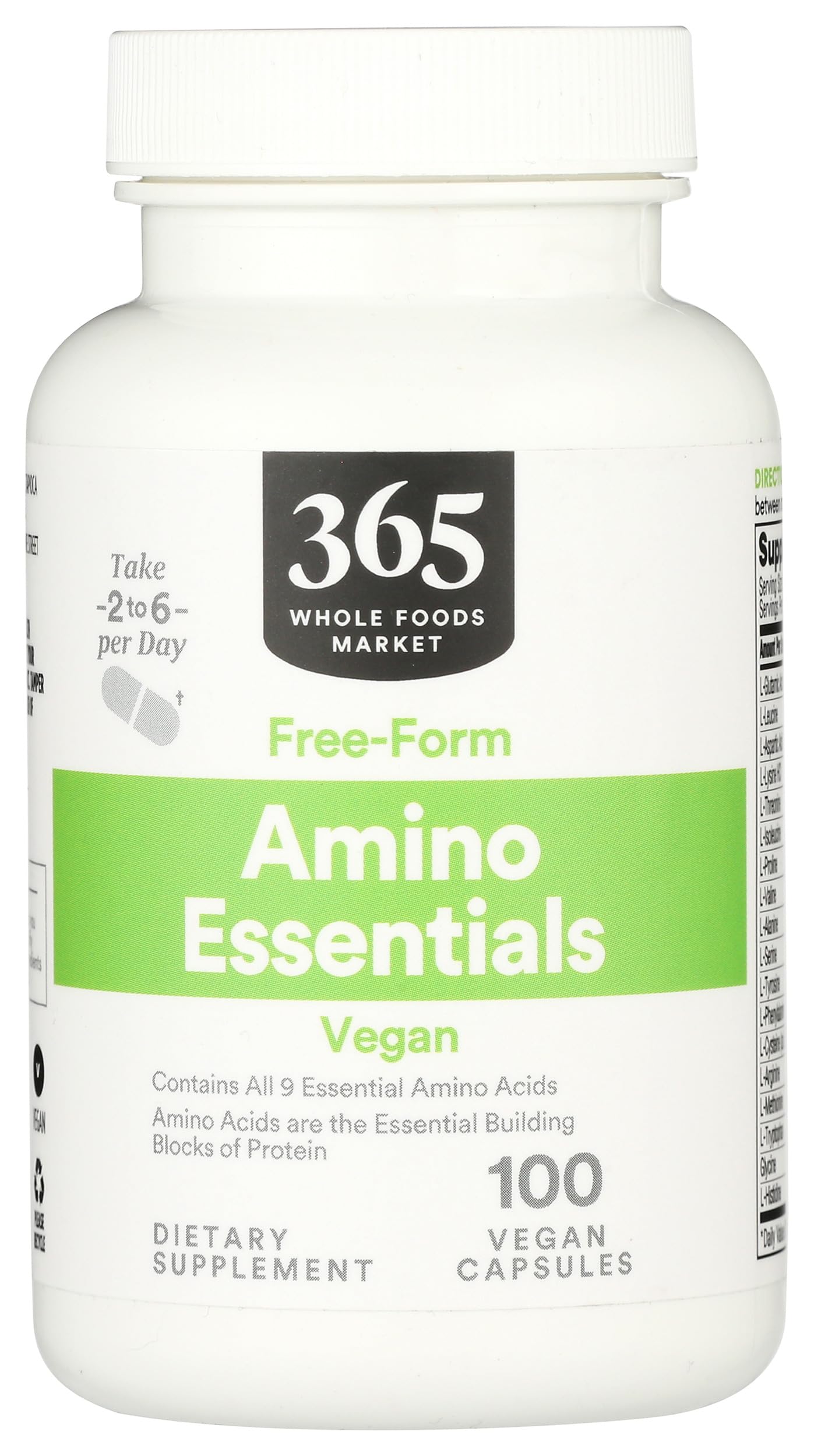 365 by Whole Foods Market, Amino Essentials, 100 Capsules 100 Count (Pack of 1)