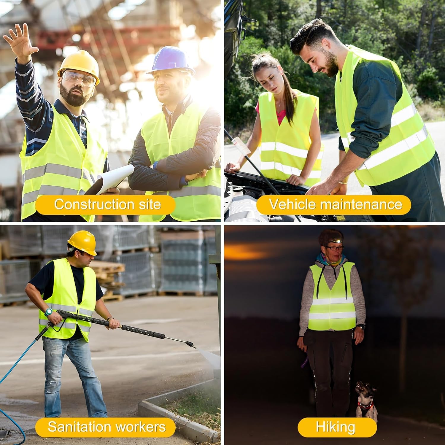 20 Pezzi Gilet di Sicurezza, Giubbotto di Sicurezza Riflettente, Giubbotto Catarifrangente Auto, Gilet di Sicurezza ad Alta visibilità, Gilet Catarifrangente