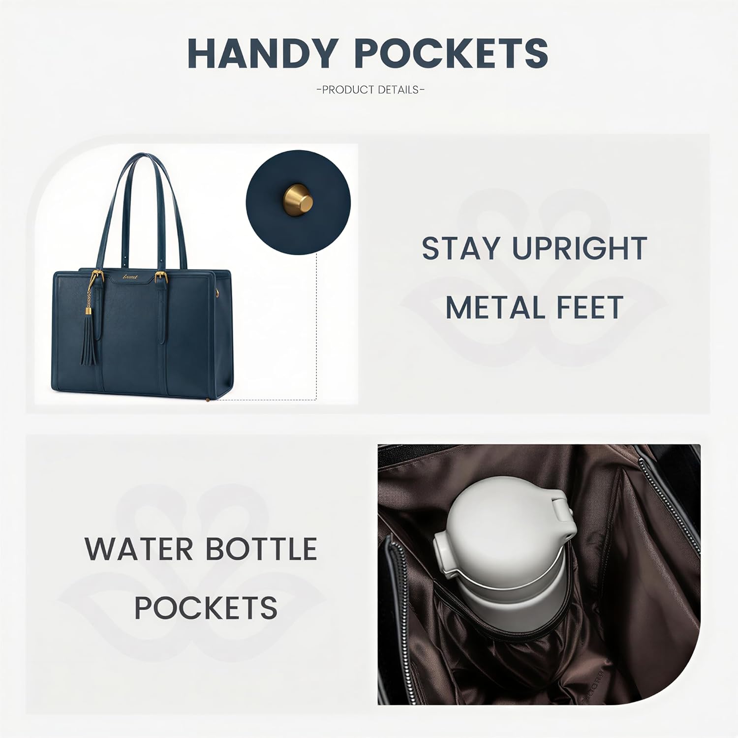 LOVEVOOK Laptop Bag for Women Vintage Leather Work Tote 15.6 inch Large Capacity Computer bag with Clutch Purse for Office, Travel, Casual - Image 5