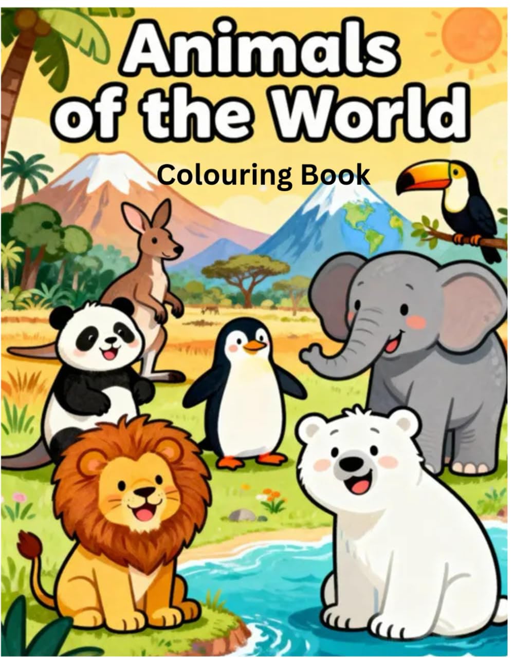 Animals of the World Colouring Book: Simple illustrations of animals of the world