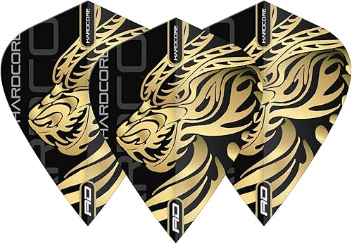 Miniatura 3 de RED DRAGON Jonny Clayton Hardcore Gold Dragon Kite Dardos - 3 juegos por paquete (9 vuelos de dardos en total)