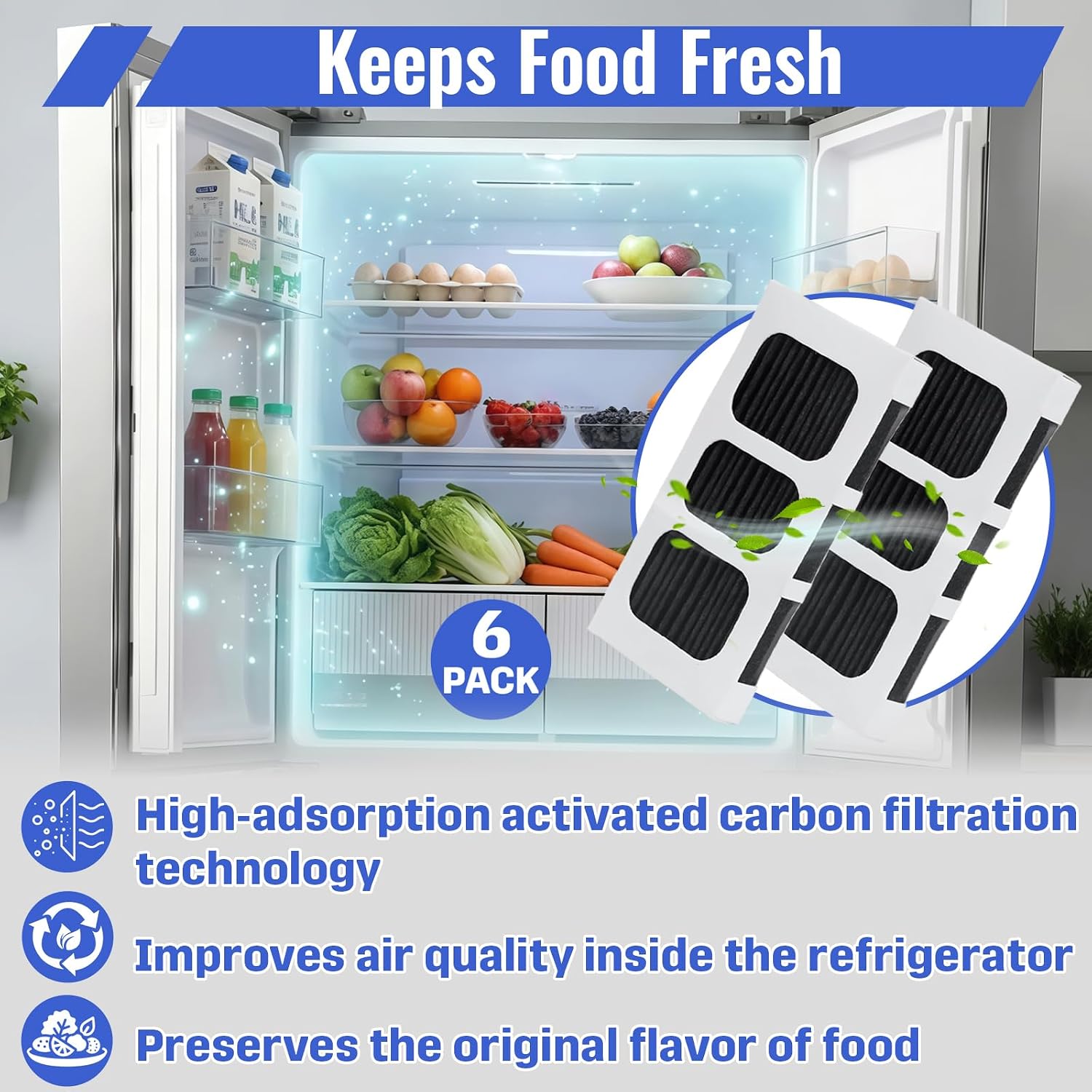 6-Pcs Refrigerator Air Filters Compatible with Frigidaire FRFG1723AV