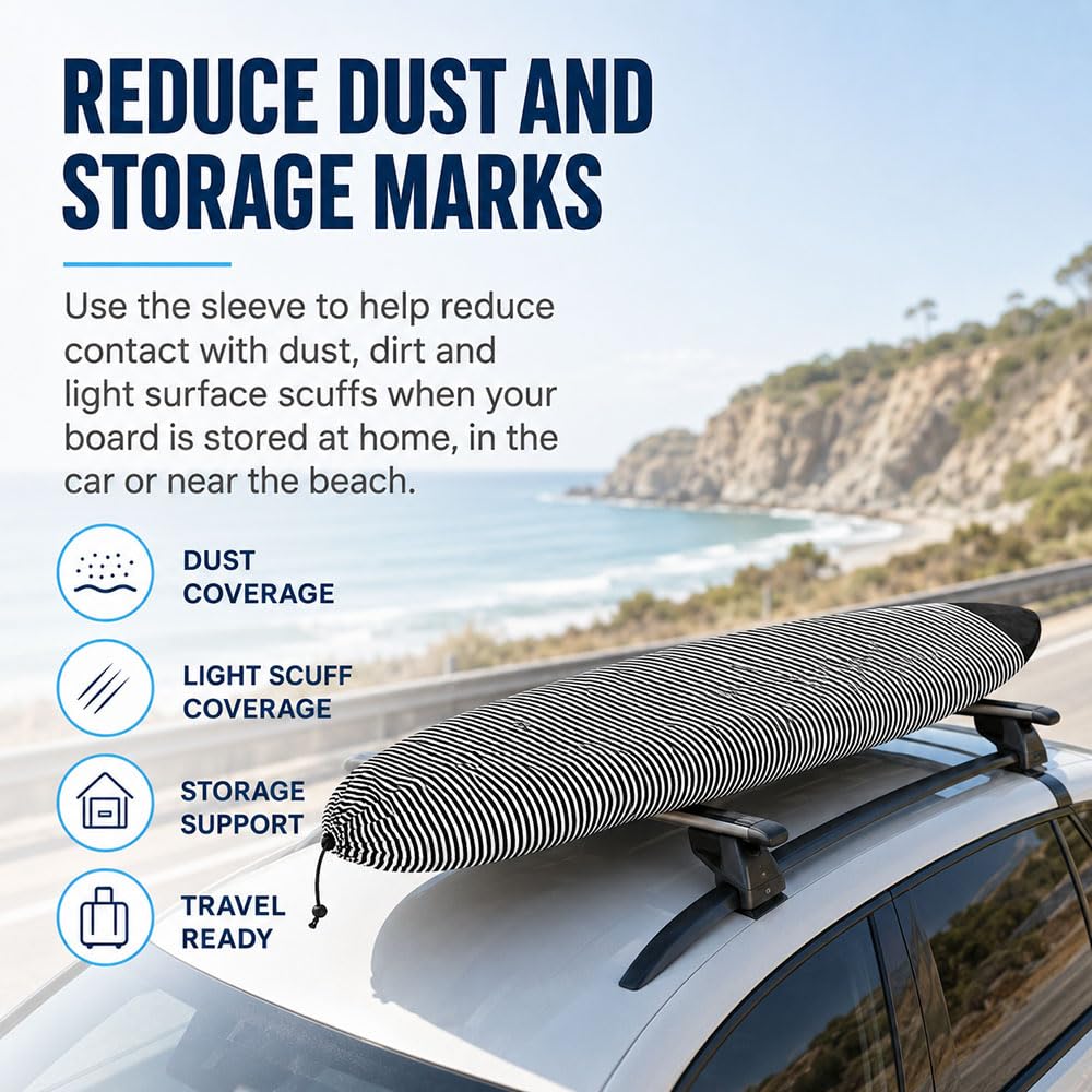 Calza Copri Surf, Tessuto Morbido Elasticizzato a Righe per Pyzel Next Step Up | Tessuto morbido a righe, protezione da polvere e segni leggeri per viaggio e deposito, 1 custodia con coulisse