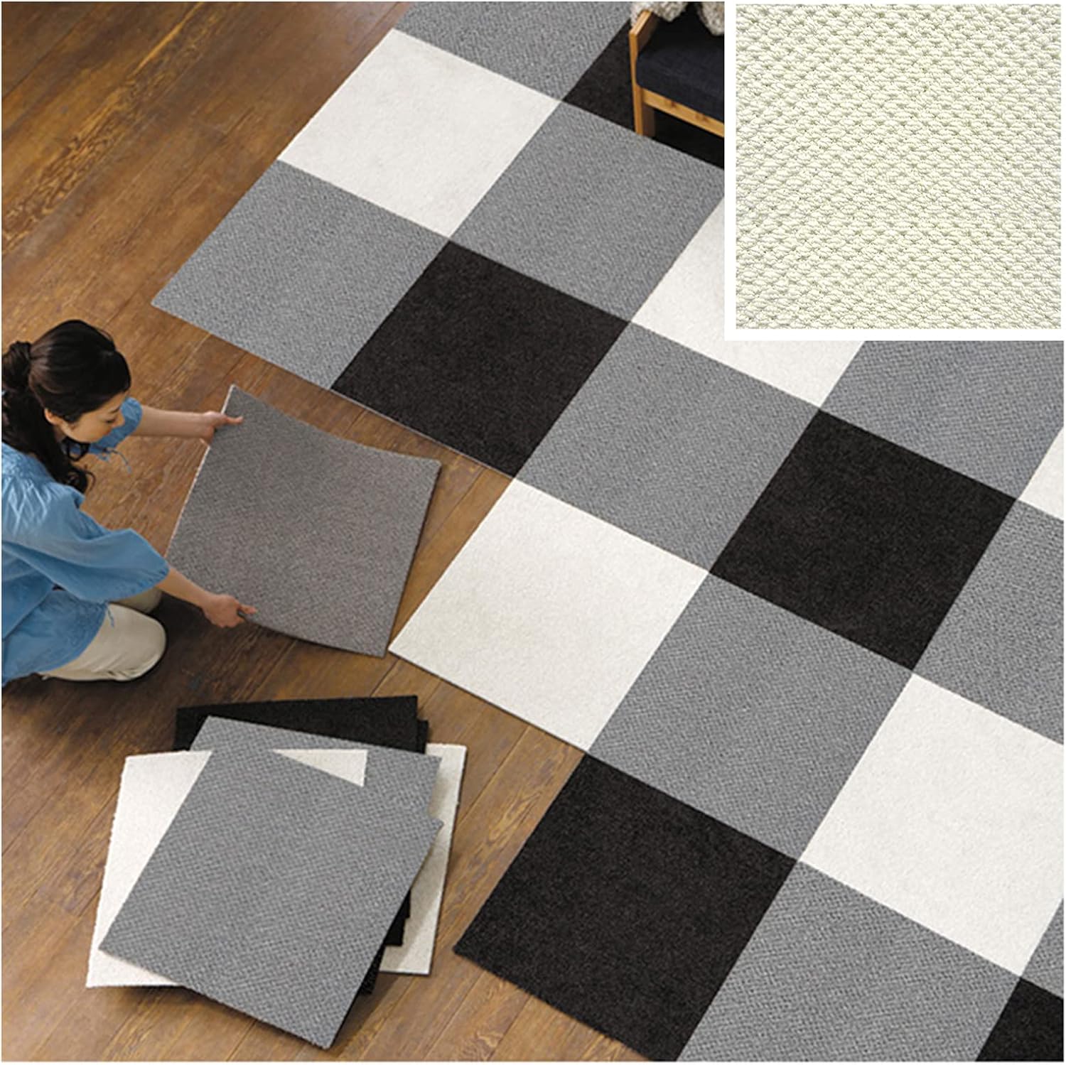 4Pcs Carpet Tiles,SelfAdhesive Carpet Squares for Office