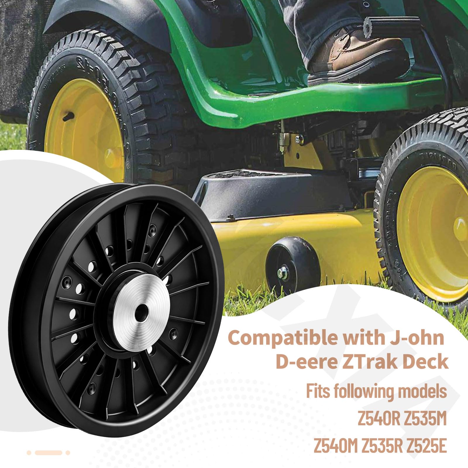 Lot de 2 poulies plates A-AUC10057 pour courroie d'entraînement de traction compatible avec J-OHN Deere Z535R Z540R Z540M Z535M Z525E