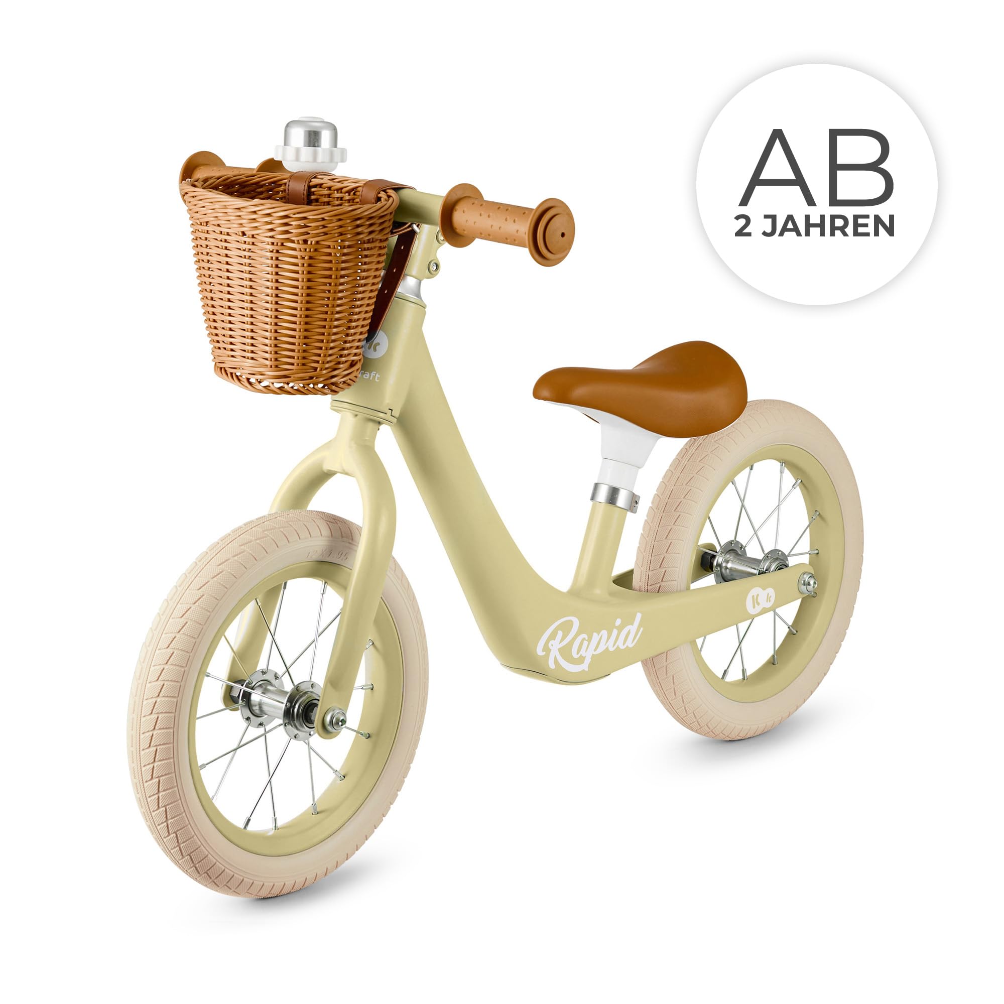 Kinderkraft RAPID2 Laufrad aus Metall, Fahrrad ohne Pedal, Fahrrad, Verstellbarer Sitz, Retro-Stil, für Kinder von 2 Jahren bis 35 kg