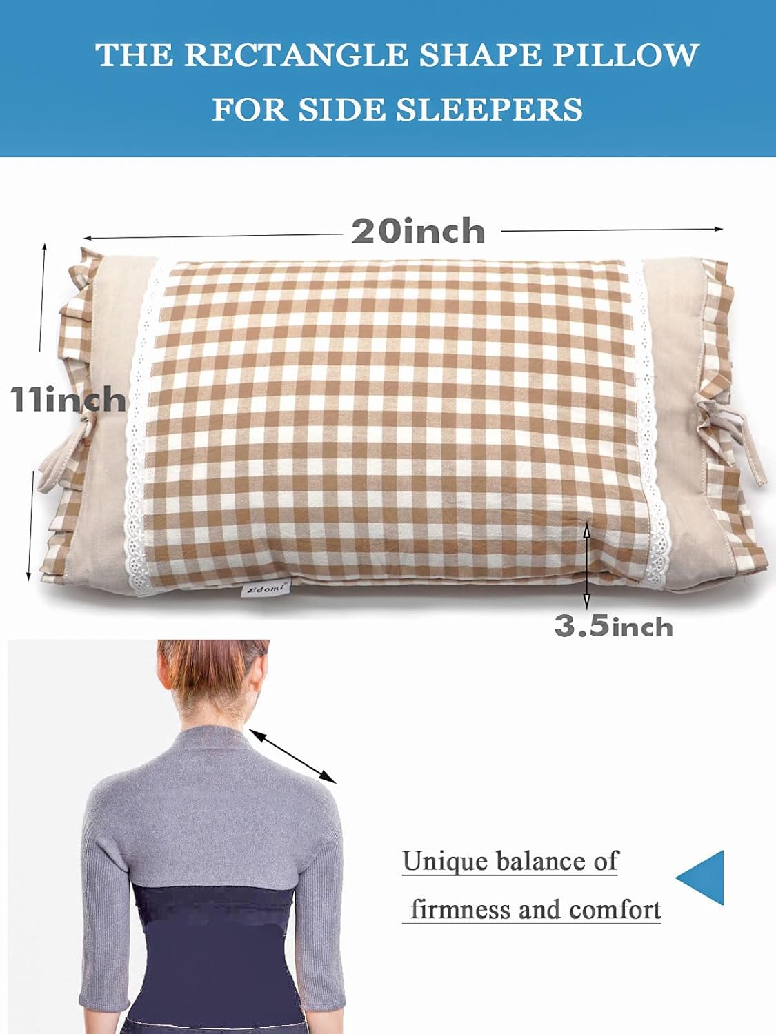Upgrade Buckwheat Pillows for Sleeping, Neck Pillow Adjustable Buckwheat Hulls Filled with Pillow Cover Neck Support for Back and Side Sleepers (20x11 inch, Khaki)
