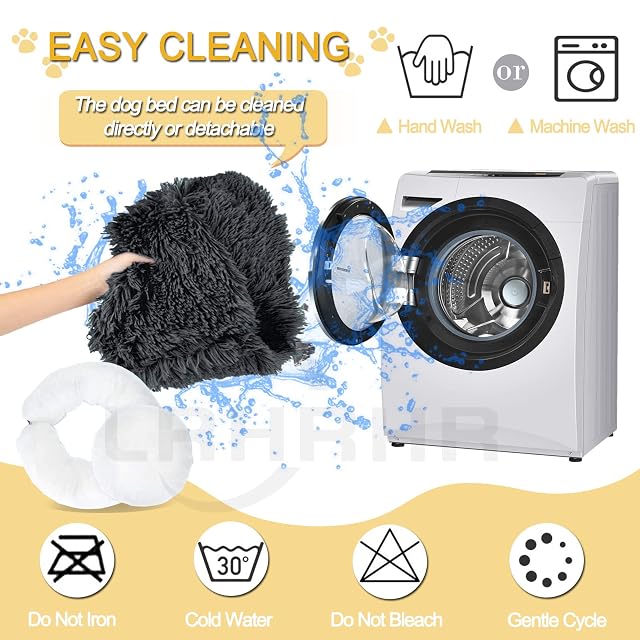 Foto 7 de 7 de LRHRHR Cama para Perros, Redonda Camas para Mascotas con Parte Inferior Antideslizante