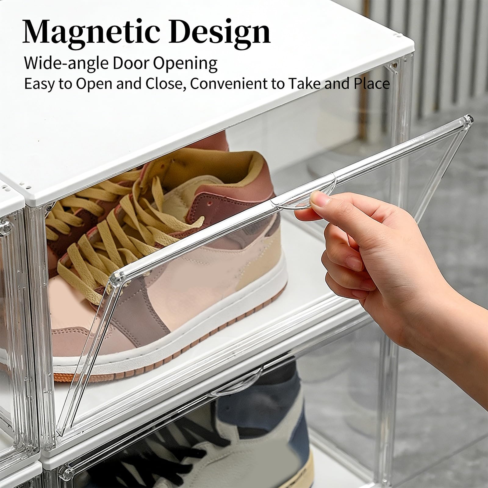 Vetrina per scarpe trasparenti buona qualità con luci a LED per protezioni antipolvere e stoccaggio visibile a casa o in negozio Vetrina per esposizione scarpe trasparente premium con luci a LED