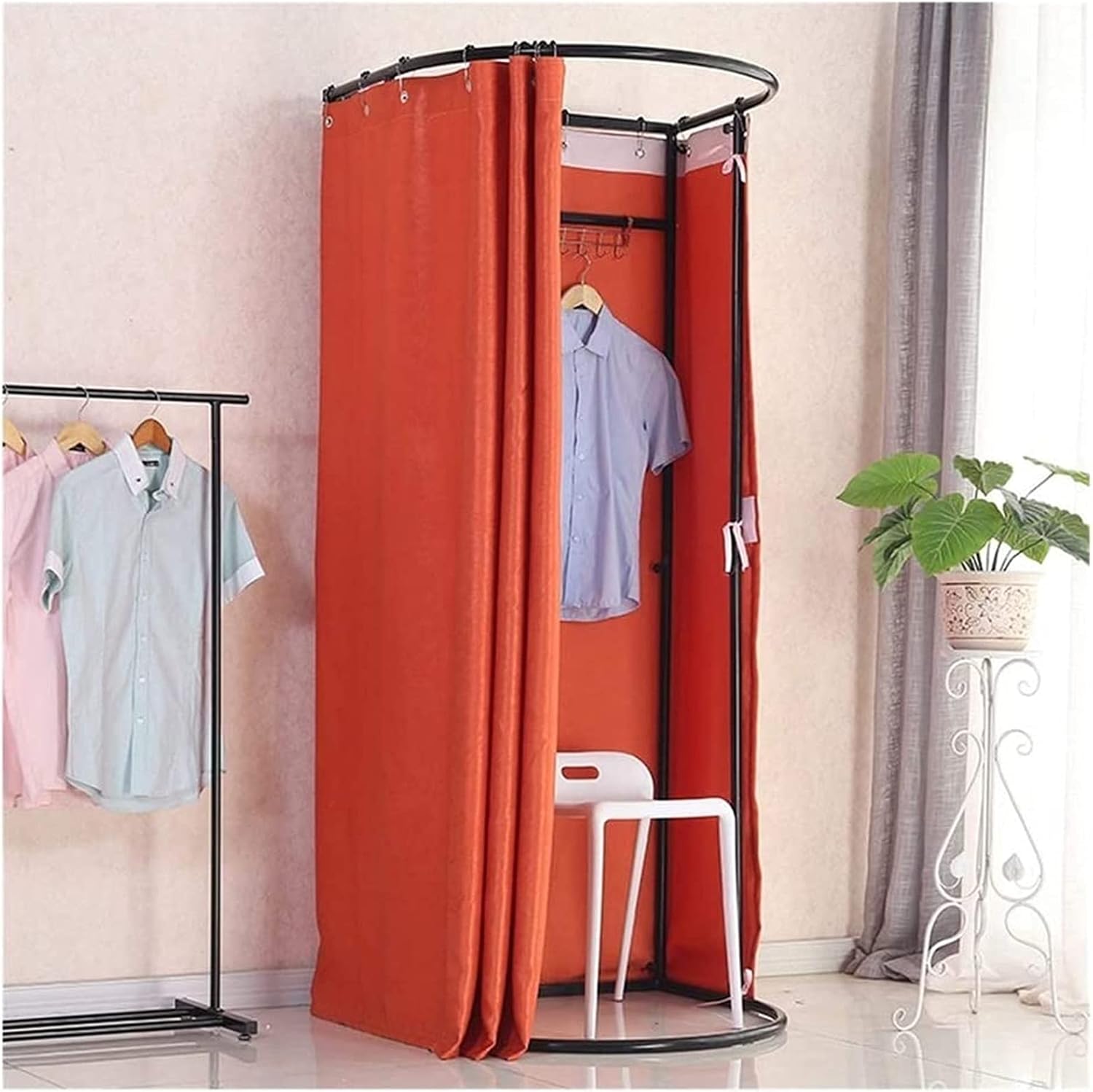 Amazon.co.jp フィッティングルーム カーテンタイプ 試着室 更衣室 衣料品店の化粧室、一時的なロッカールーム、プライバシー