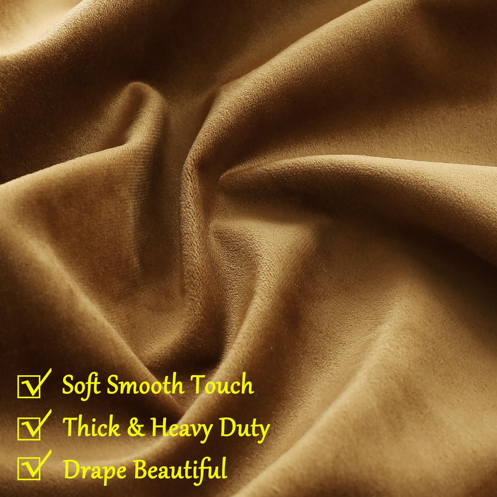 Amazon｜Timeper ゴールドブラウンベルベットカーテン - エレガントな