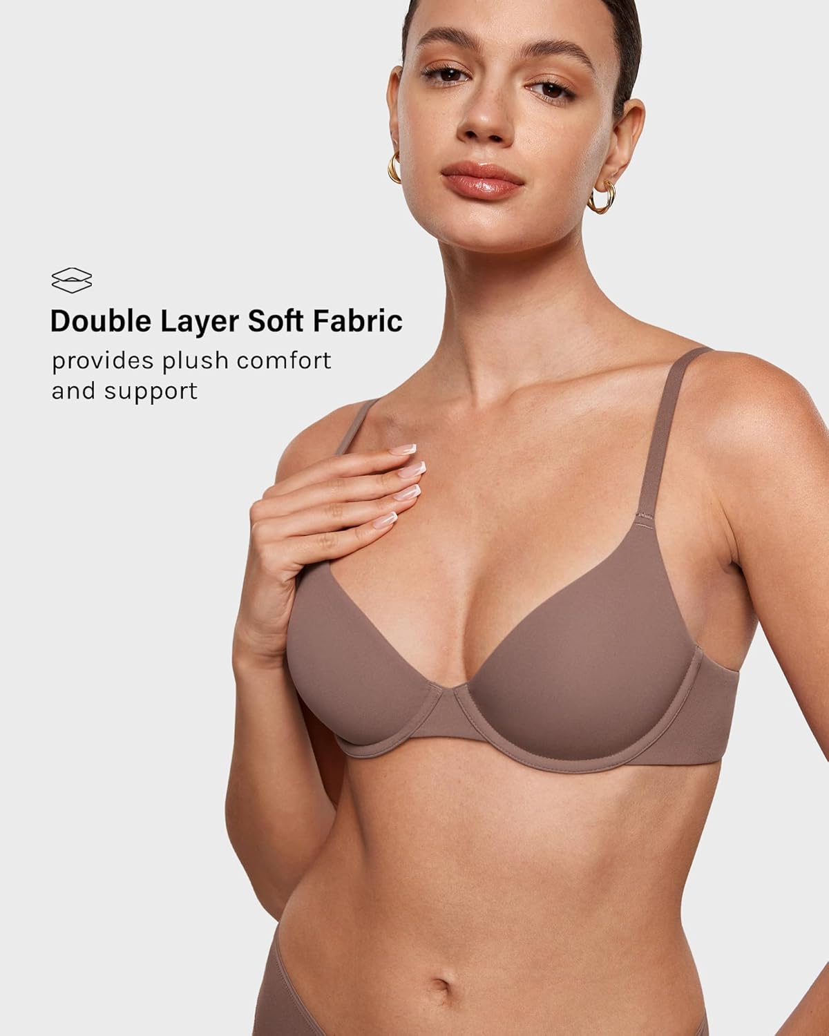 INLYRIC Women's Inbarely Plus Demi Bra Balconette Unlined Underwire No Padding Plunge Bras Comfortable - Image 4