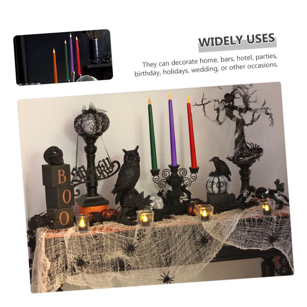 ABOOFAN 12 Pezzi Candele LED senza Fiamma Verdi, Alimentate a Batteria, Realizzate in Pp e Led, Perfette per Decorazioni su Bancone e Scrivania