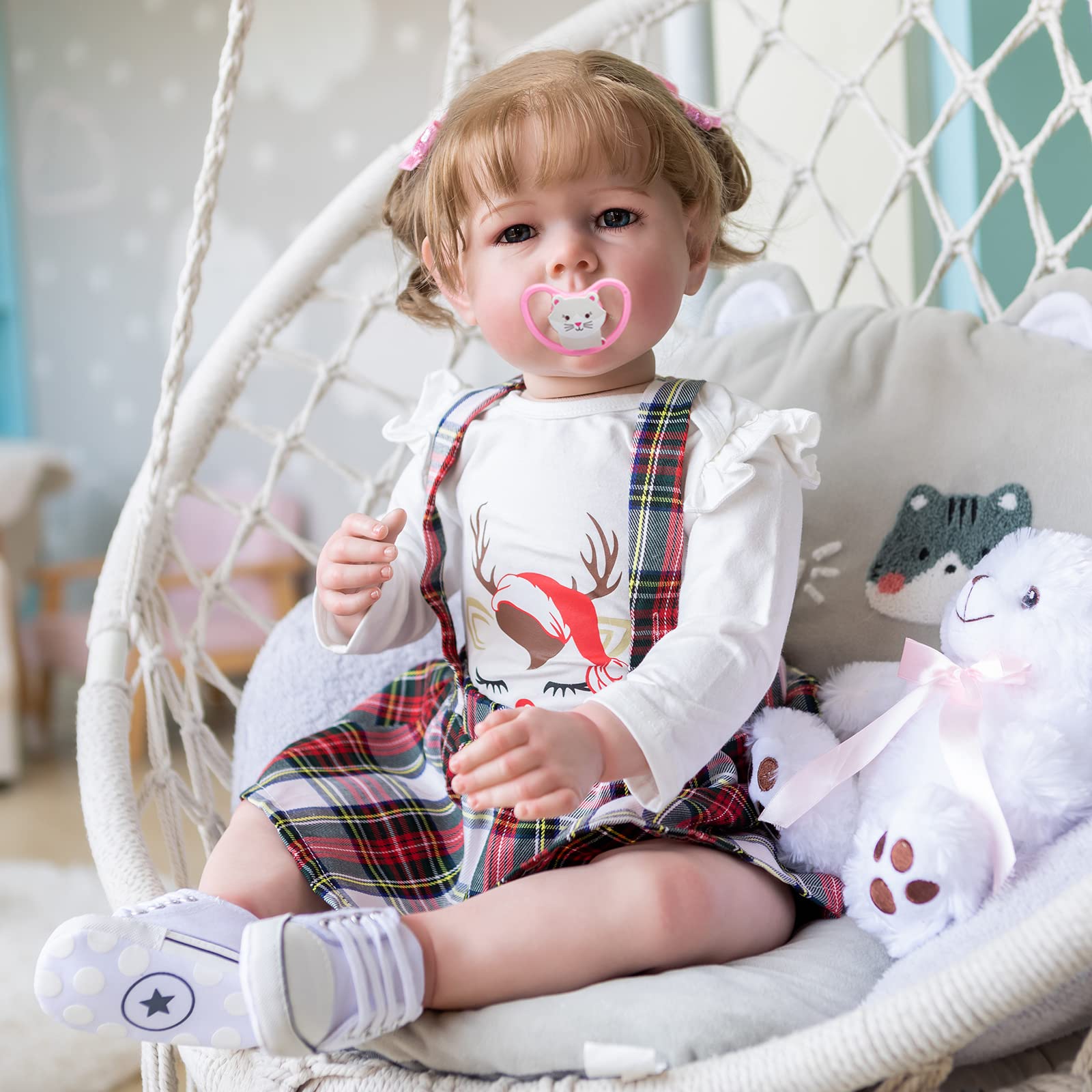 MineeQu 28 cali Ogromne ukorzenione włosy Realistyczna odrodzona lalka bobas z miękkim, przytulankowym ciałem Realistyczny noworodek Maluch Księżniczka Lalki, My Little Sweetheart