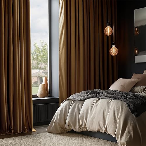Miniatura 2 de HPD Half Price Drapes Cortinas Opacas Térmicas de Terciopelo Signature para Sala de Estar de 84 Pulgadas de Largo (1 Panel) con Bolsillo para Barra,