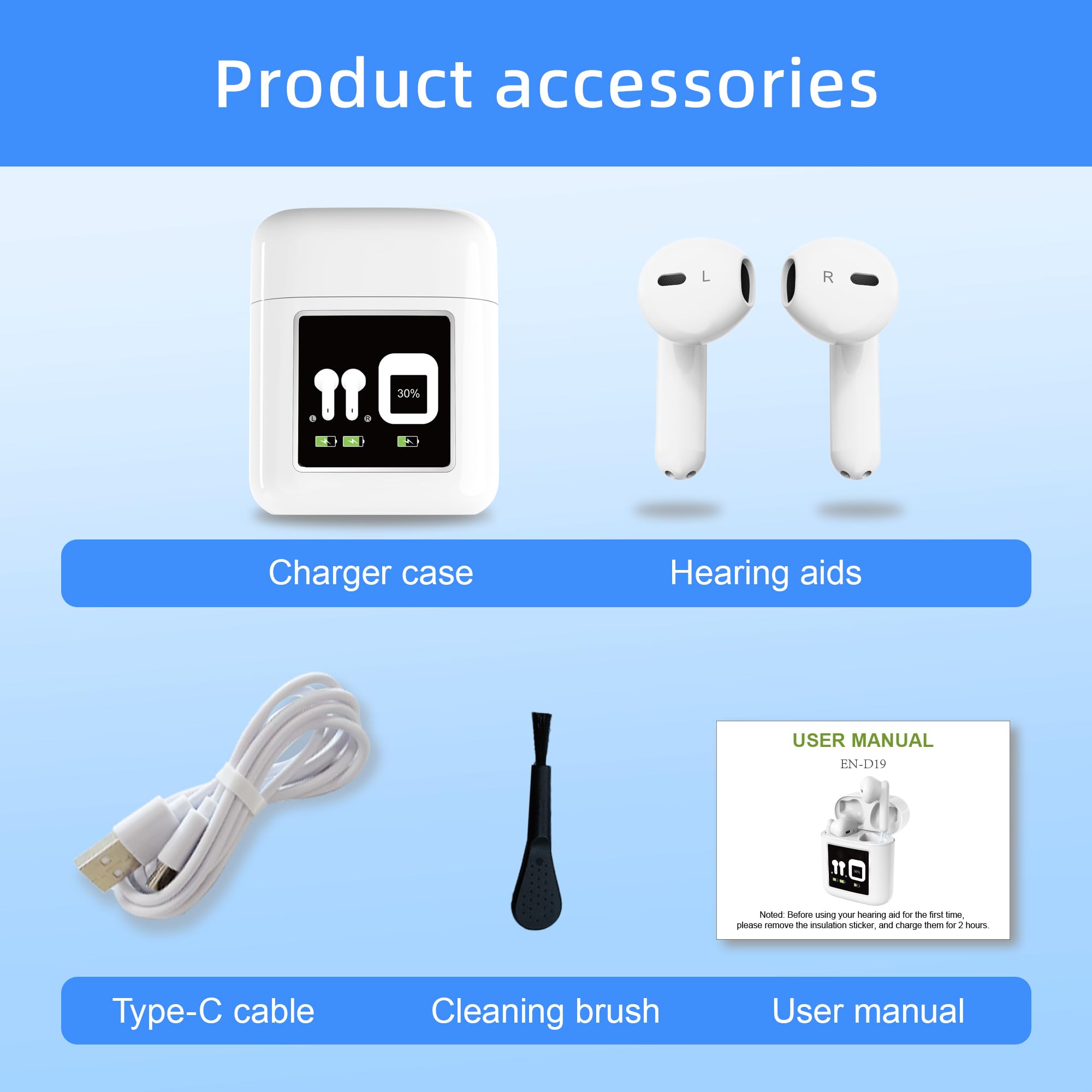 Hearing Aids Hearing Amplifiers for Adults with Noise Cancelling, Rechargeable Hearing Aids for Seniors with Crystal Clear Sound and LED Power Display