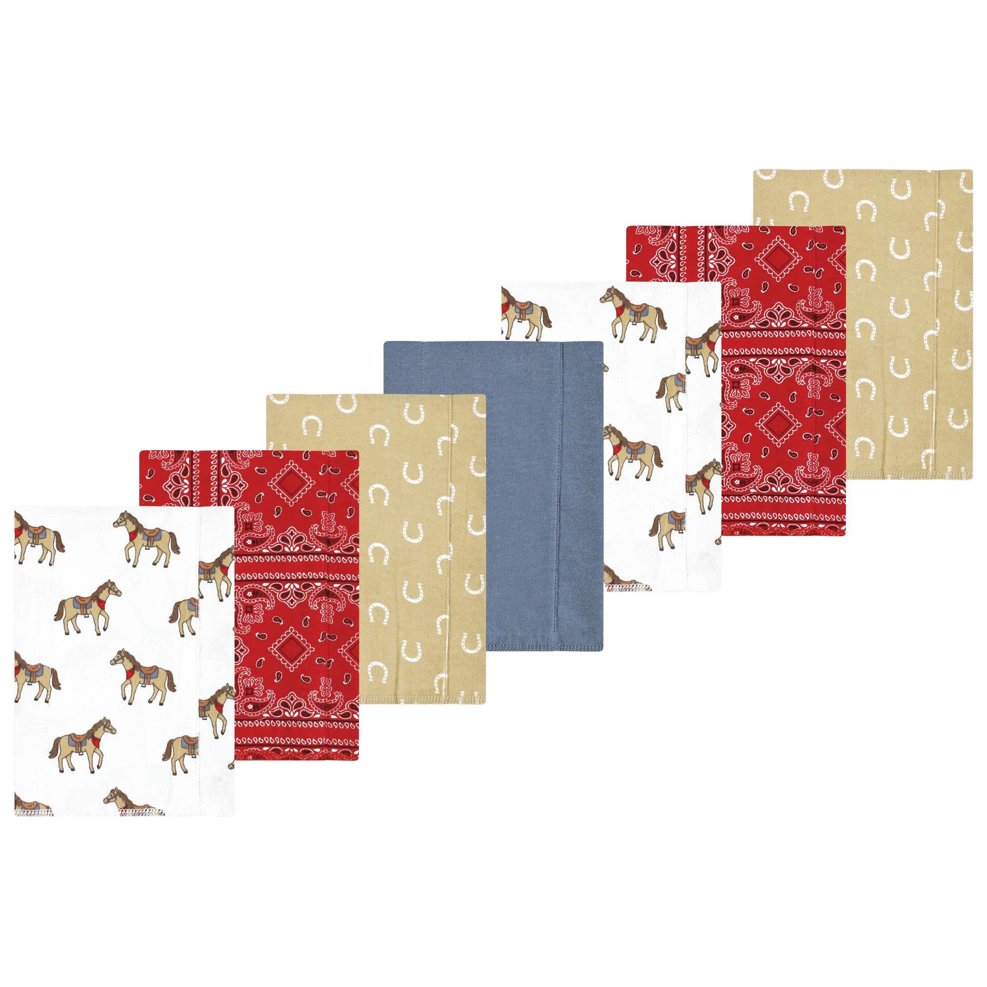 Luvable Friends Hudson Baby Flannel Burp Cloths 7pk, Western Cowboy