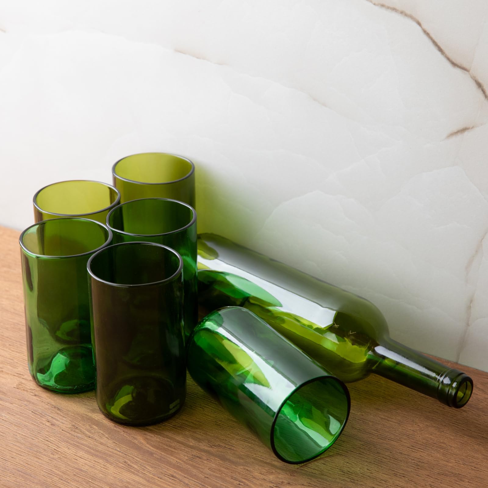 IWAS Upcycled Hohe Trinkgläser | 400 Ml | 12 Oz | (6Er-Set) | Becher Aus Recyceltem Glas, Perfekt Für Cocktails