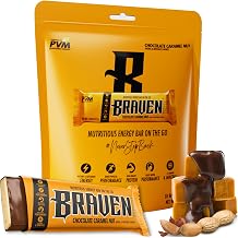 Braven Bar Chocolate Caramel Nut Energy Bars 1.59 oz, Pack of 10 Performance Fuel On the Go Soft & Chewy Candy-Like Texture 13 Vitamins & Minerals No Caffeine, No Crash No Artificial Dyes Gluten Free