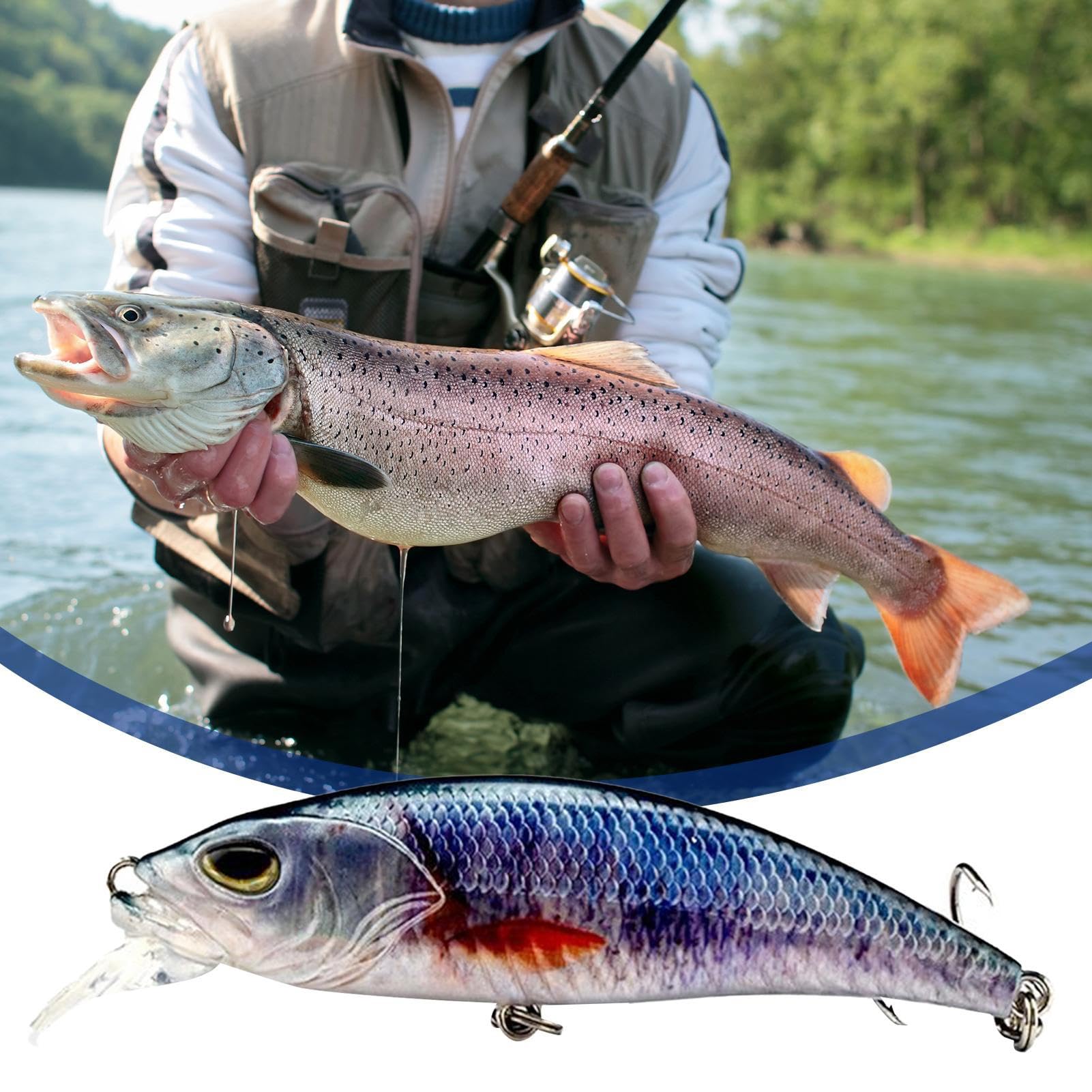 Esca robotica per pesca | Esca ricaricabile USB | Esca vibrante con illuminazione a LED per trote e pesca notturna in lago