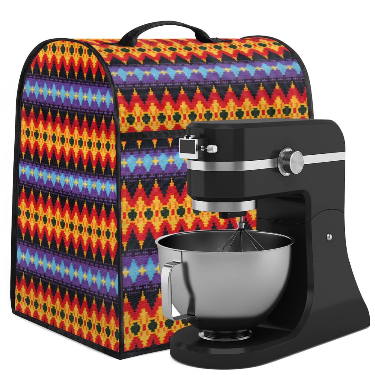 Coffee Maker Cover Aztec Texture Kitchen Appliance Covers Small Appliance Covers Blender Cover Juicer Cover Dust Covers for Kitchen Appliances with Top Handle and Pockets,Washable,B385