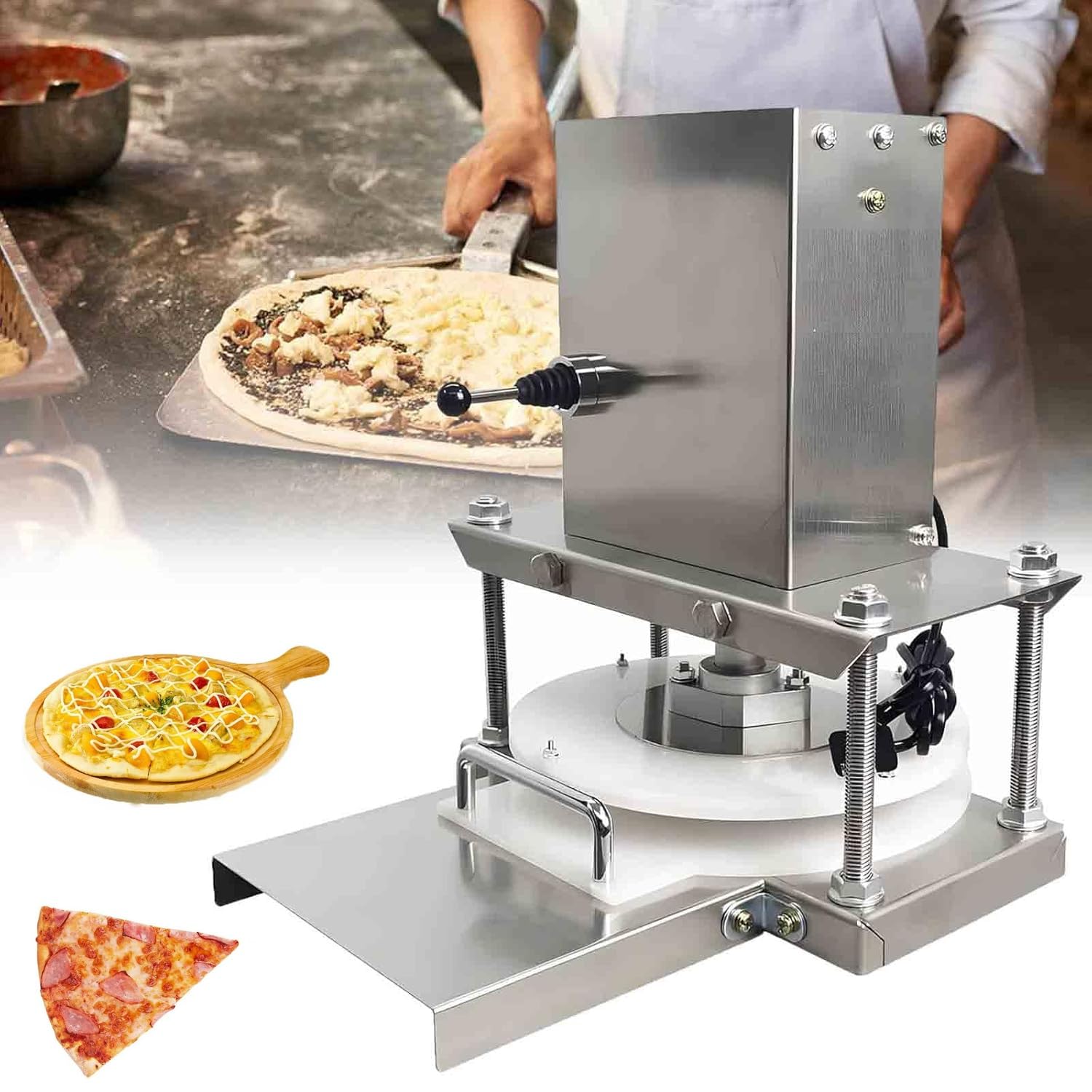 Pizza Dough Press Machine,8.6" Commercial Electric Dough Roller Sheeter,Pastry Pizza Dough Press Machine,for Commercial or Family Pizza Pie Tortillas