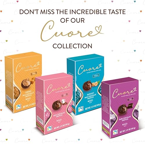 Miniatura 9 de Witor's Chocolates, trufas de chocolate Cuore con relleno cremoso, trufas italianas, fabricadas en Italia, perfectas para regalar (5.11 onzas,