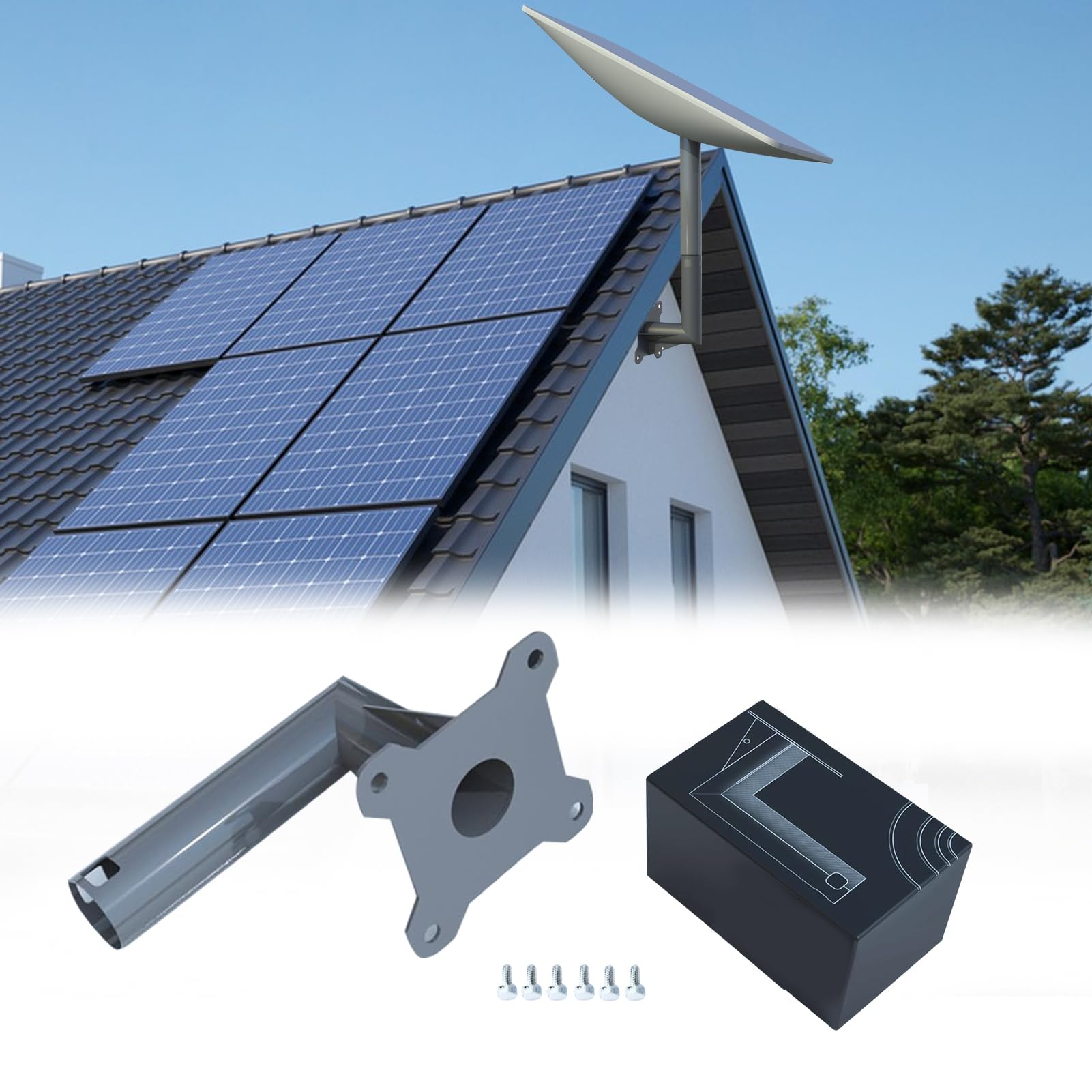 Support de parabole satellite, mât d'antenne support de tube pour parabole, support mural pour antenne satellite, support mural extérieur, accessoire (A)
