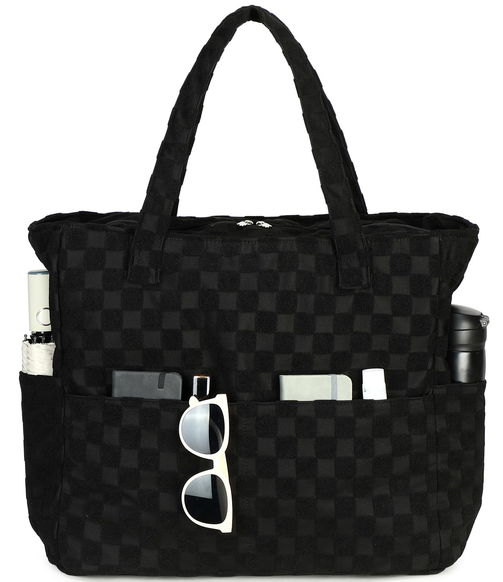 LEDAOU Große Strandtasche mit reißverschluss Damen Wasserdicht Umhängetasche Tragetasche shopper sanddicht mit Reißverschluss Pool Fitness Reisetasche familie