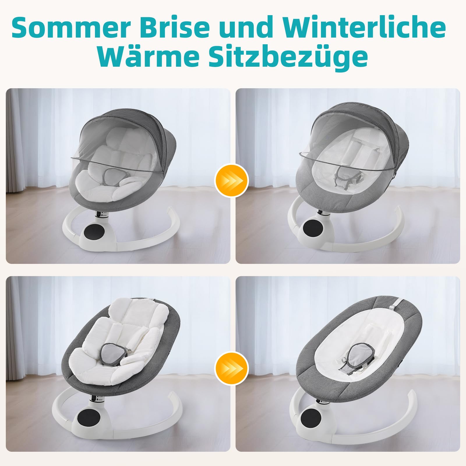 Babywippe Elektrisch Neugeborene bis 9 kg, Klappbar Bluetooth Babyschaukel Elektrisch mit 5 Schwinggeschwindigkeiten, 3-stufigem Timer und Fernbedienung, Tragbar Leicht Wippe Baby Elektronisch (Grau)