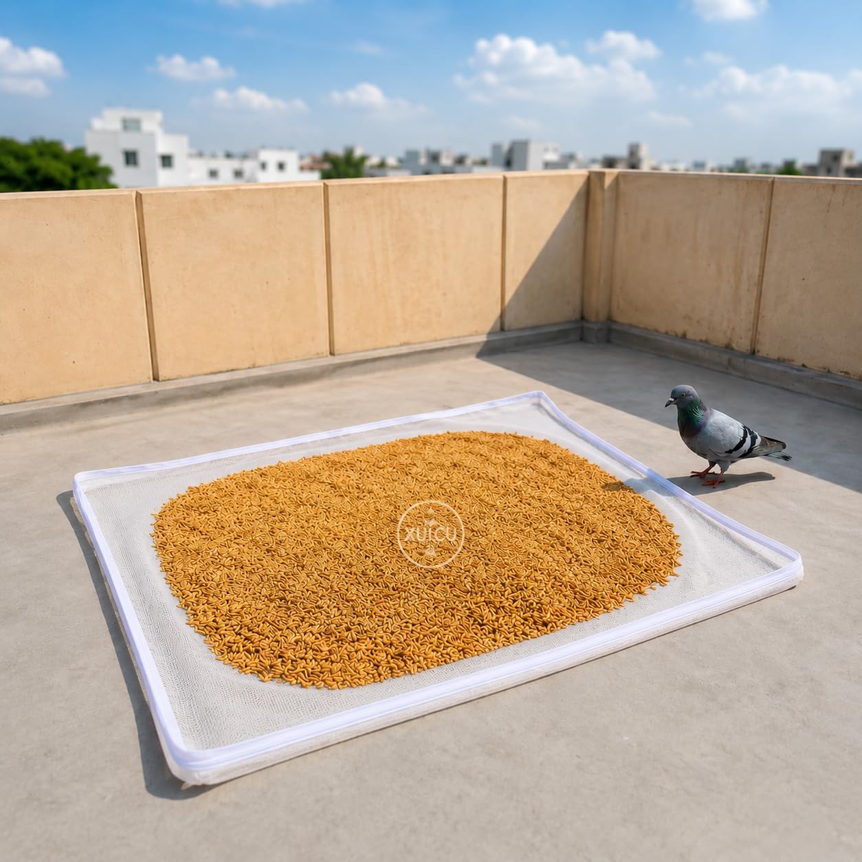 Large Pure Cotton Papad & Vadagam Drying Cloth with Protective Zipper Net Cover | Reusable Breathable Sun-Drying Sheet for Spices, Millets | Indoor Outdoor Terrace Food Mat, Pack of 1 Size - 48 * 36-image-7