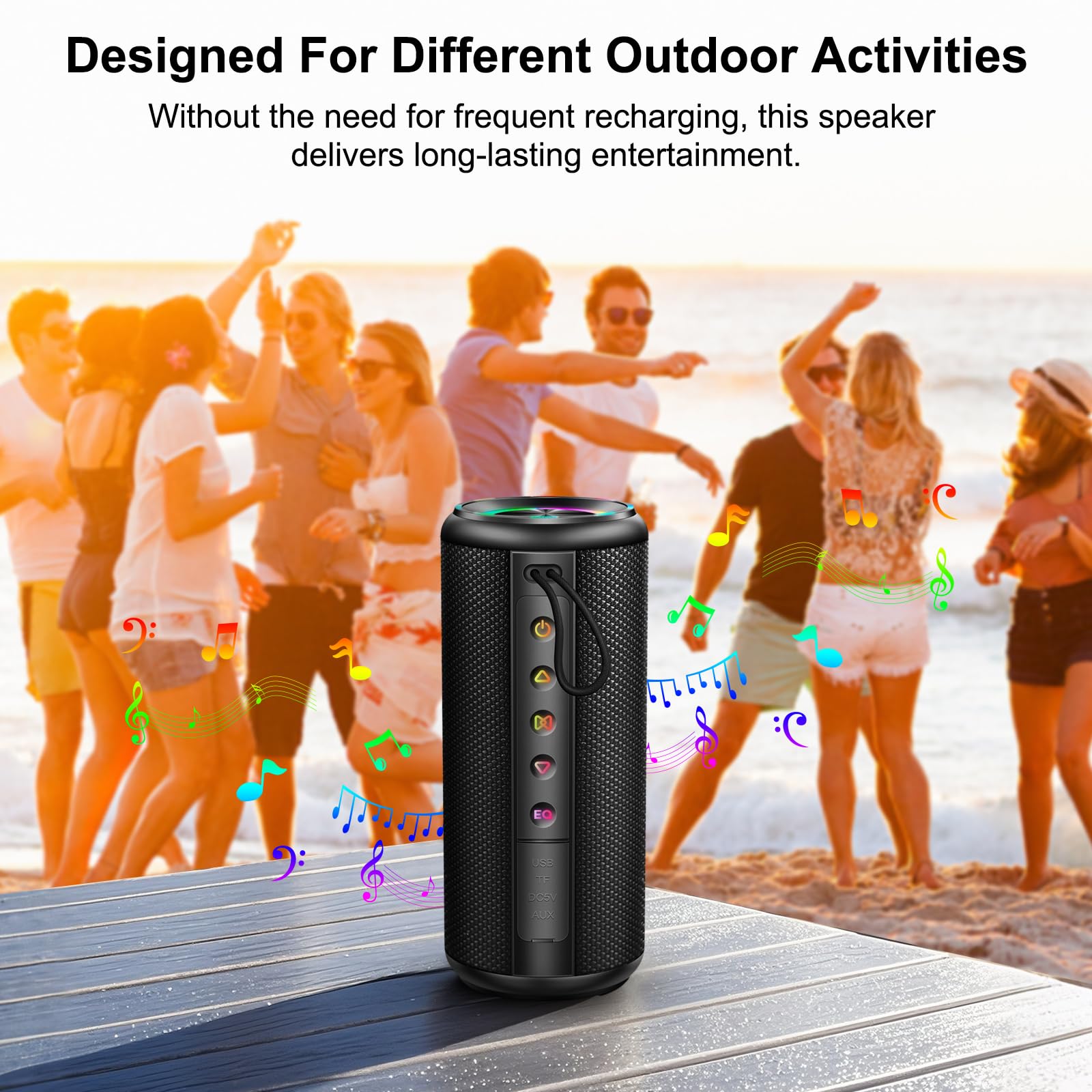 Cassa Bluetooth Potente 30W, Altoparlante Bluetooth con Doppio Driver Basso, 30H Autonomia, 5 RGB Modalità, Accoppiamento TWS, IPX7 Impermeabile, Supporto AUX/TF, Speaker Bluetooth per Feste/Viaggi