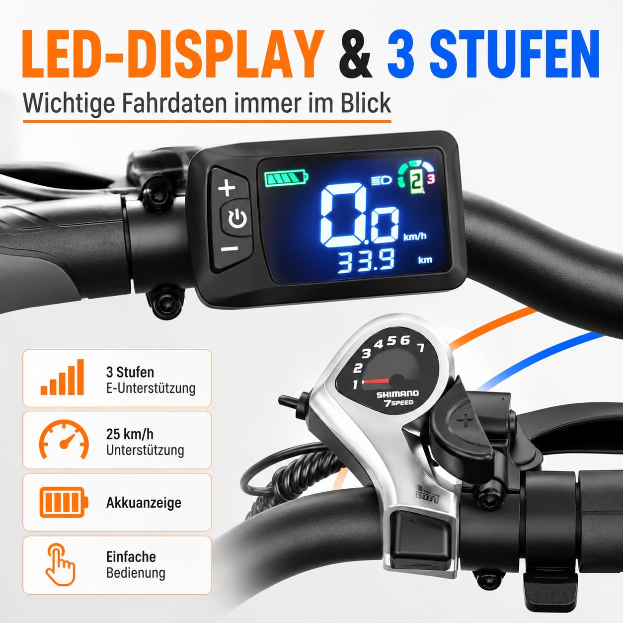 E Bike Klapprad 20 Zoll Herren Damen,mit 48V 20Ah Akku 100km Reichweite,Faltbares Elektrofahrrad City 250W Motor 50Nm LED Display, 7-Gang, hydraulische Scheibenbremsen, für Pendeln & Alltag