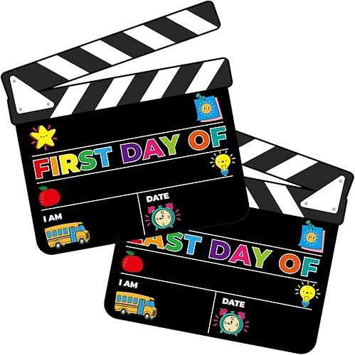 Miniatura 8 de FLYAB Letrero de pizarra para el primer y último día de escuela, tablero de doble cara personalizado para el primer día de regreso a clases, para