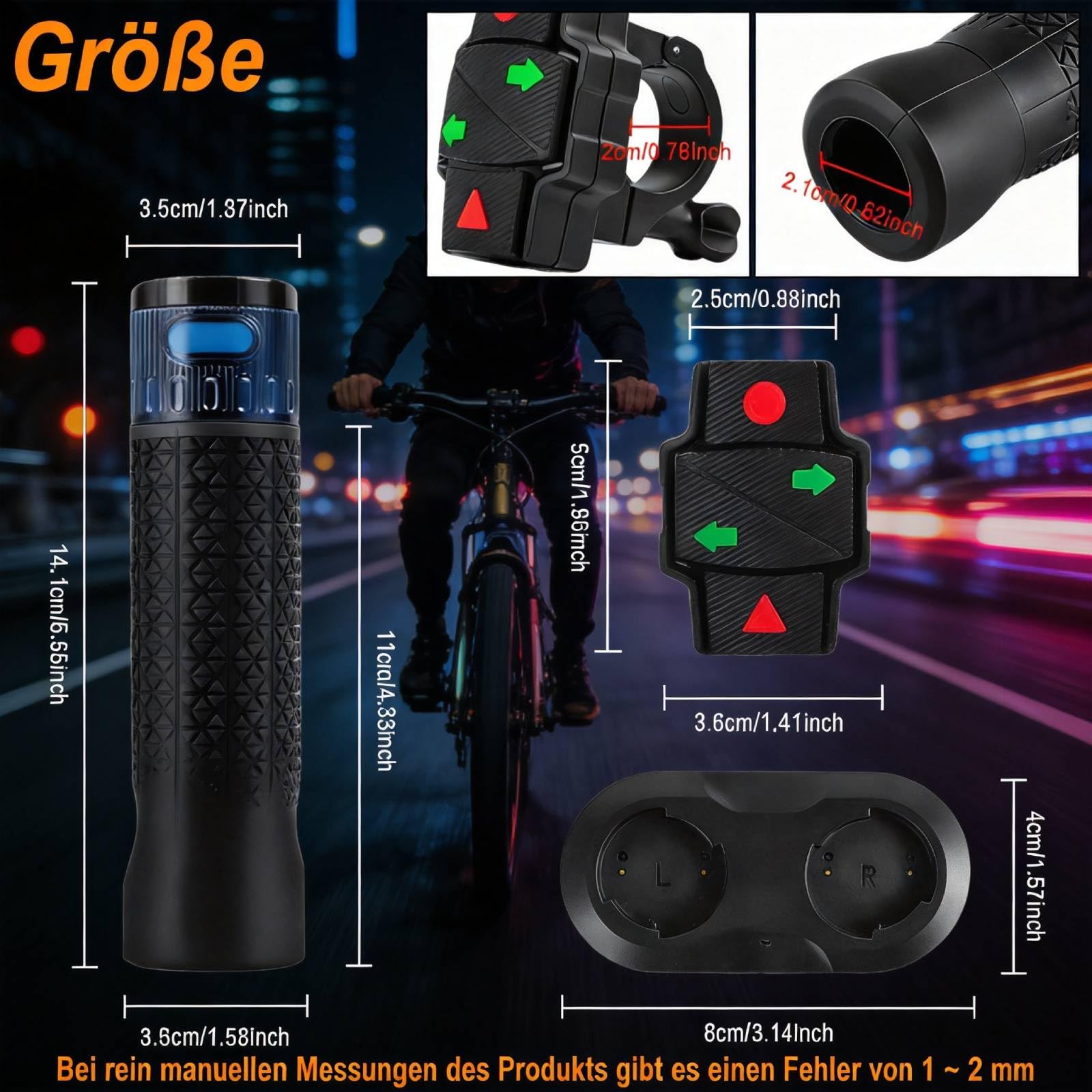 Kit de clignotants sans fil pour trottinettes électriques Xiaomi M365/Pro 1S/Pro 2/Mi3 Max G30/G30D 22 mm - Caractéristiques : charge magnétique