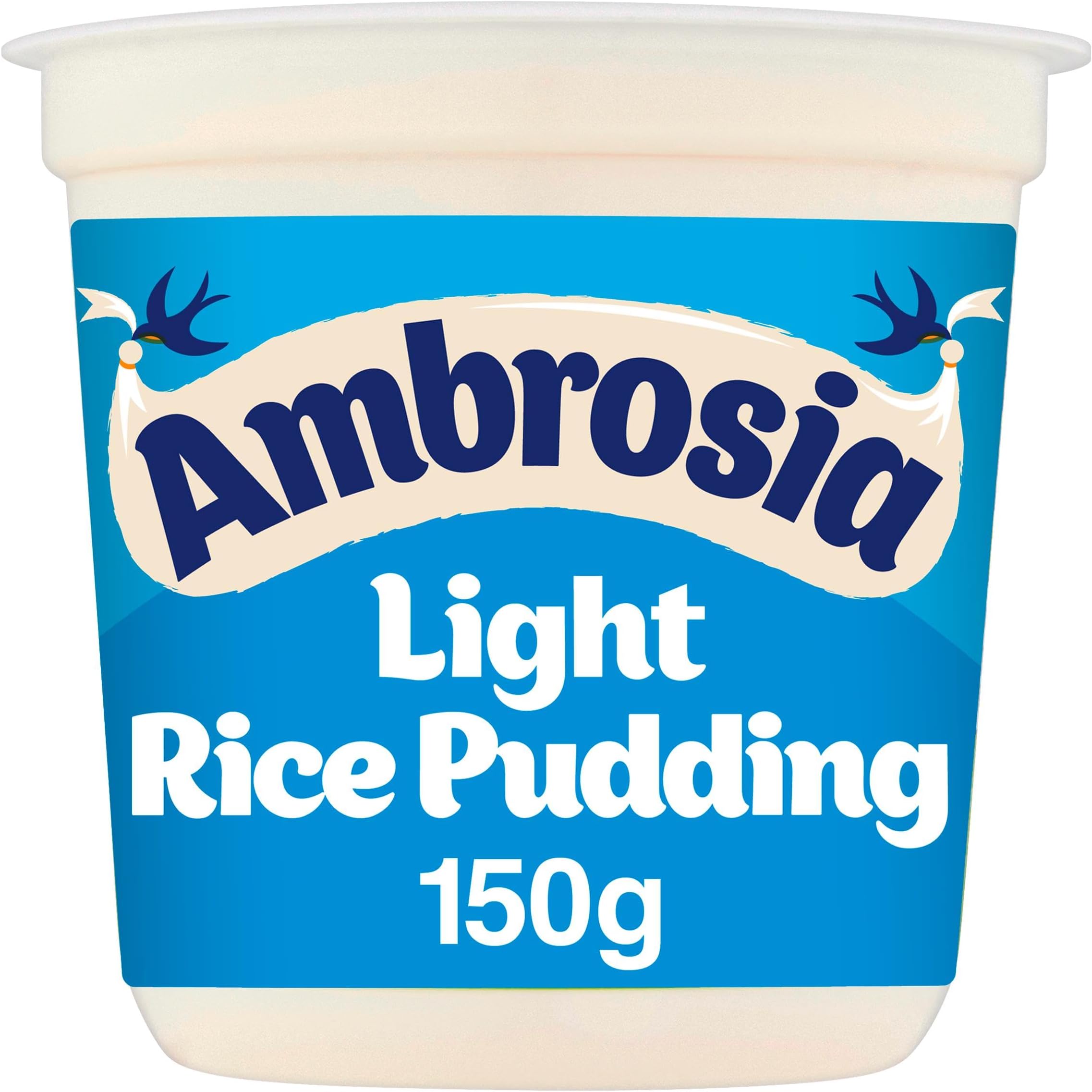 Ambrosia Light Devon Rice Pudding, 30% Less Sugar & Fat, Creamy Ready-to-Eat Dessert, 150 g Pot (Pack of 1)